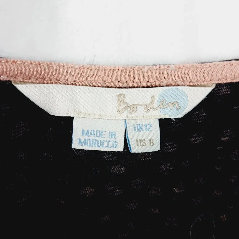 Boden, Women's Top, Size 8, Black with Soft Pink Dots, Lyocell and Wool Blend - Picture 3 of 16